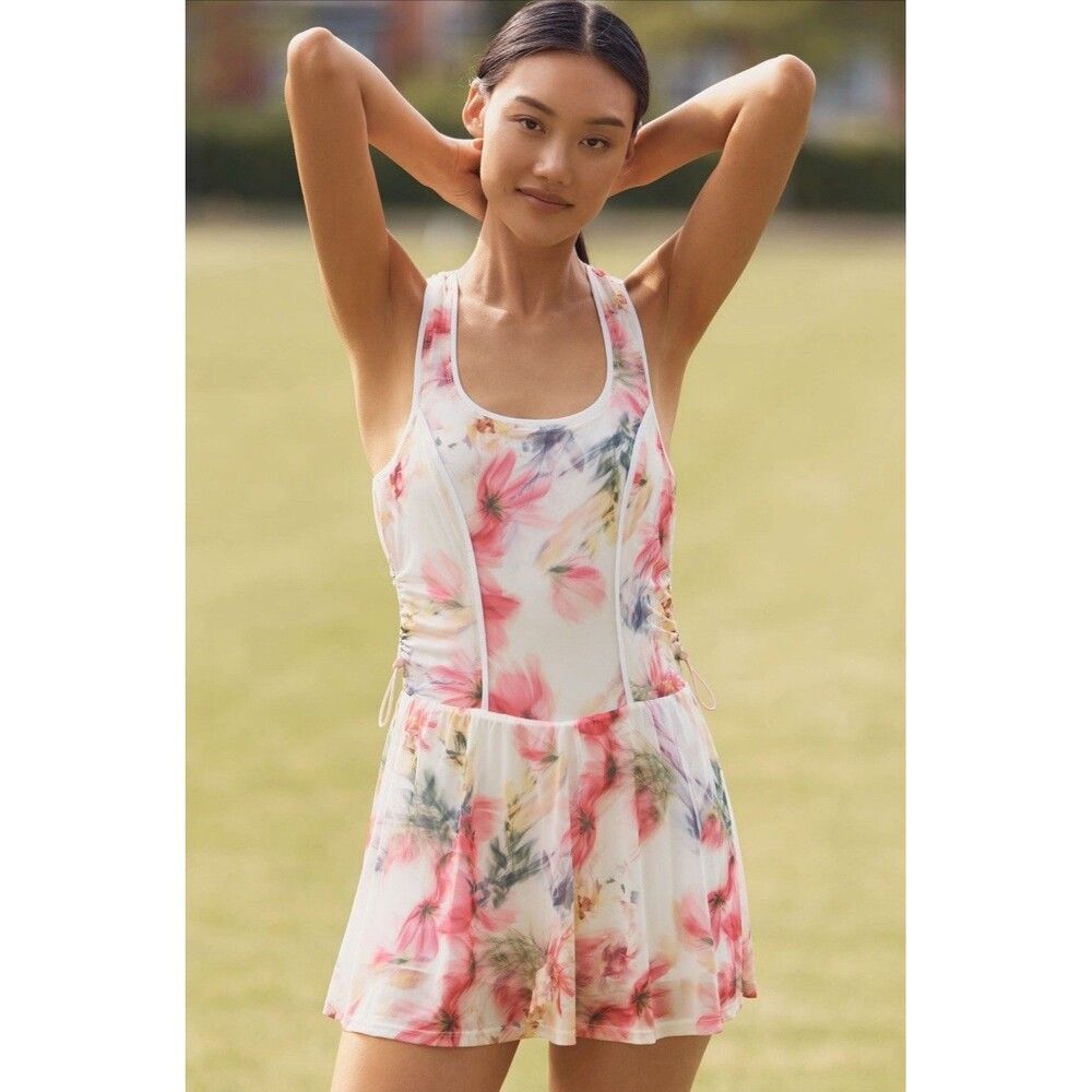 ANTHROPOLOGIE Daily PRACTICE New Mini Dress Size XL Sleeveless Scoop Floral Pink